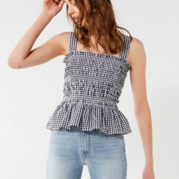 Urban Outfitters Tops - Urban Outfitters black and white stretchy smoked tank top